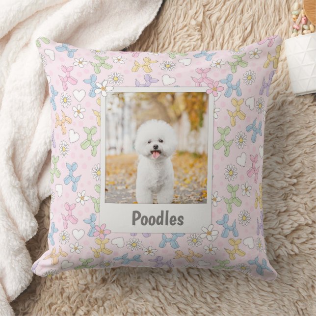  Whimsical Pastel Custom Photo Poodle Throw Pillow Kissen (Decke)