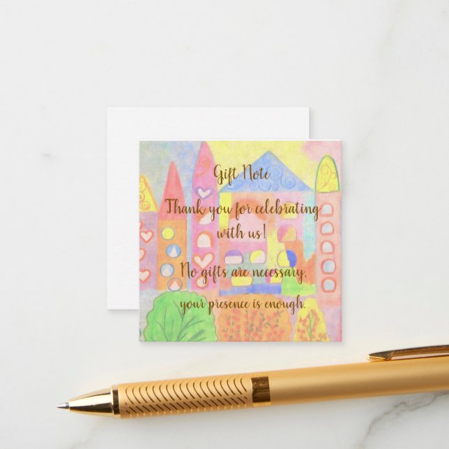 Whimsical Pastel Fairytale Castle Birthday Begleitkarte (Vorderseite/Rückseite Beispiel)
