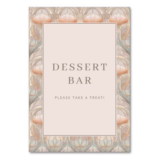 Whimsical Pastel Floral Dessert Bar Sign Tischnummer (Vorderseite)