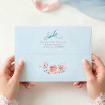 Whimsical Pastel Flowers and Blue Bow Elegant