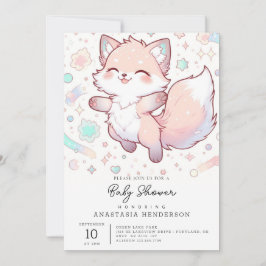 Whimsical Pastel Fox Babydusche Einladung