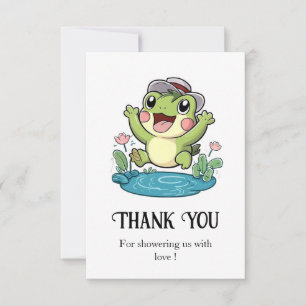 Whimsical Pastel Frog Baby Dusche Dankeskarte
