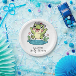Whimsical Pastel Frog Baby Dusche Pappteller