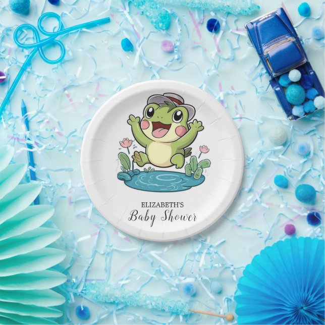 Whimsical Pastel Frog Baby Dusche Pappteller (Party)