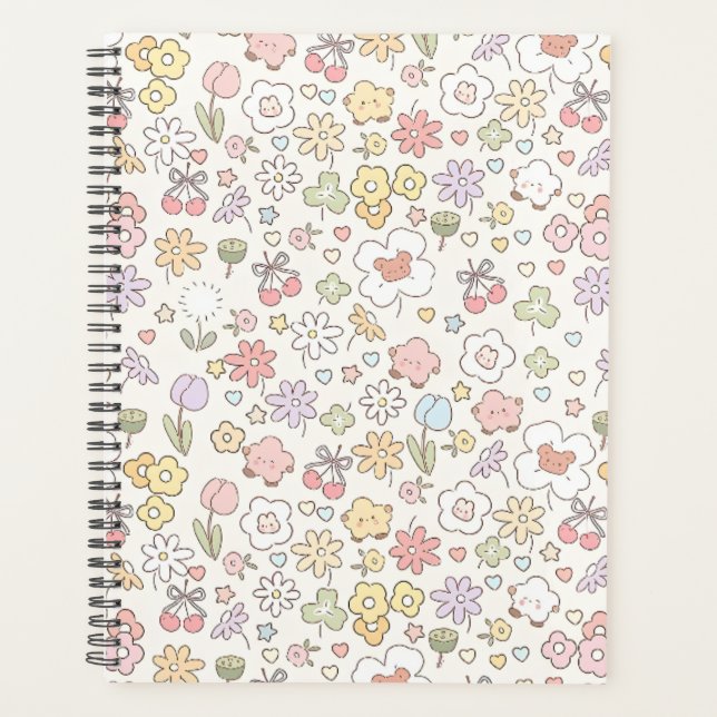 Whimsical Pastel Garden: Ein Muster für Blumen Planer (Vorderseite)