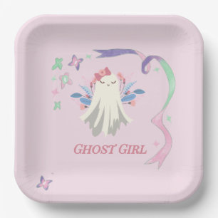 Whimsical Pastel Ghost Girl Halloween-Party Pappteller
