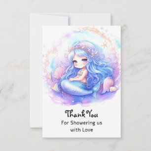 Whimsical Pastel Mermaid Baby Dusche Dankeskarte