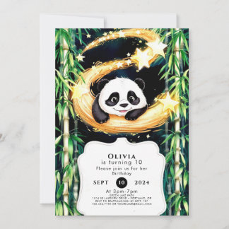 Whimsical Pastel Panda Geburtstag Einladung