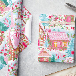 Whimsical Pastel Pink Gingerbread Traum Weihnachte Geschenkpapier