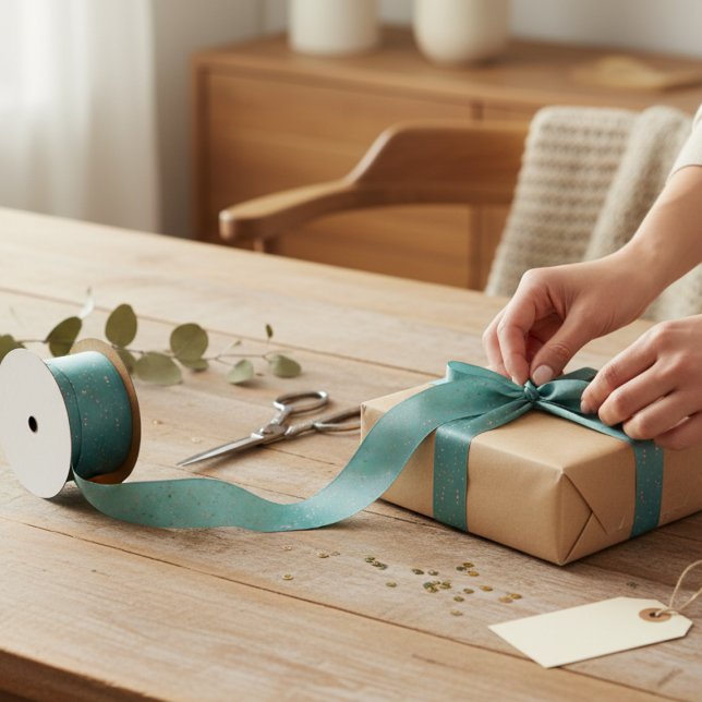 Whimsical Pastel Polka Dot Christmas Satinband (Aqua polka dot ribbon)