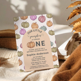Whimsical Pastel Pumpkin erste Geburtstagsparty Einladung