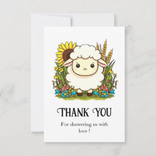 Whimsical Pastel Sheep Baby Dusche Dankeskarte