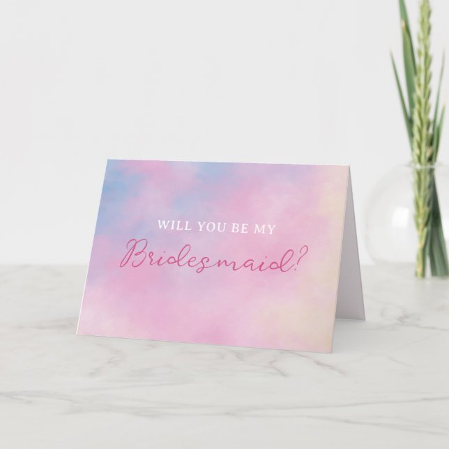 Whimsical Pastel Sunset Lover Bridesmaid Vorschlag Karte (Vorderseite)