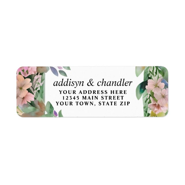 Whimsical Pastel Watercolor Wildblume Hochzeit (Vorne)