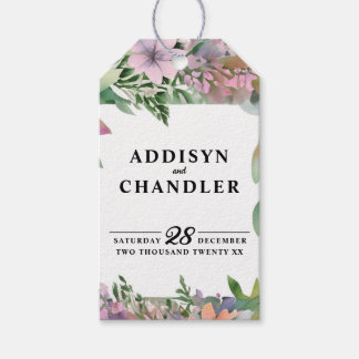 Whimsical Pastel Watercolor Wildblume Hochzeit Geschenkanhänger