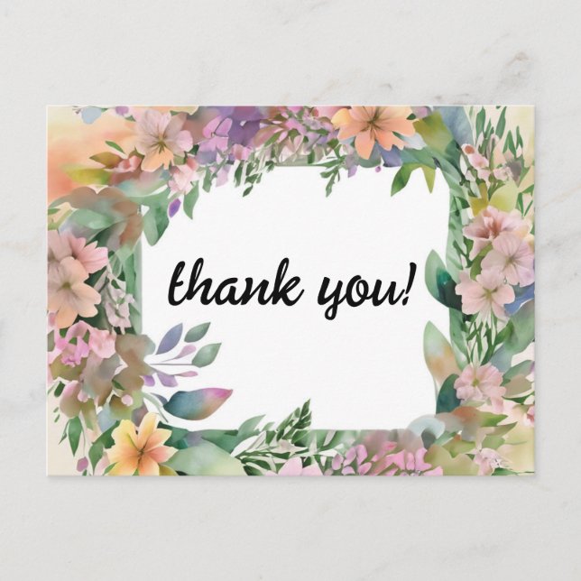 Whimsical Pastel Watercolor Wildblume Hochzeit Postkarte (Vorderseite)