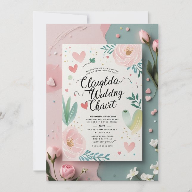 Whimsical Pastel Wedding Einladung (Vorderseite)