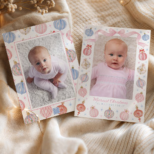 Whimsical Pastel Weihnachtsornamente Foto Feiertagskarte