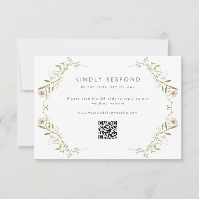 Whimsical Pastel Wildblume Wedding RSVP Karte (Vorderseite)