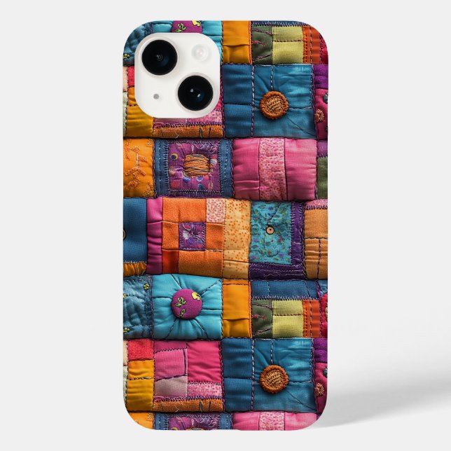 Whimsical Patchwork Quilt Pattern: farbiges Design Case-Mate iPhone 14 Hülle (Rückseite)