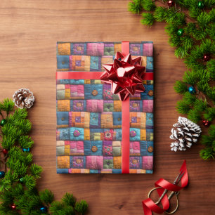 Whimsical Patchwork Quilt Pattern: farbiges Design Geschenkpapier