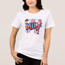 Whimsical Patriotic "MILEY" Name Art mit Gnome & Tri-Blend Shirt