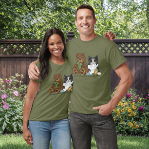 Whimsical Peach Niedlicher Grauer Katz Teddybär Hu T-Shirt