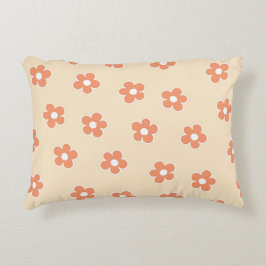 Whimsical Peach & Orange Floral Retro, fröhlich Dekokissen