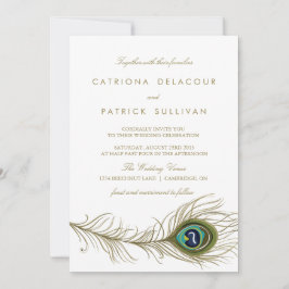 Whimsical Peacock Feather Art Deco Wedding Einladung