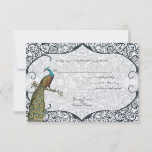 Whimsical Peacock Love Bird UAWG RSVP Karte