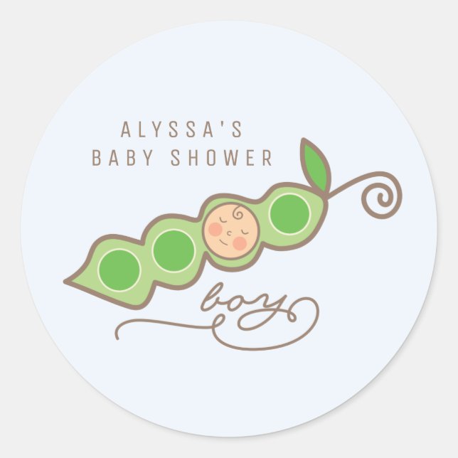 Whimsical Pein a Pod Boy Baby Showaufkleber Runder Aufkleber (Vorderseite)