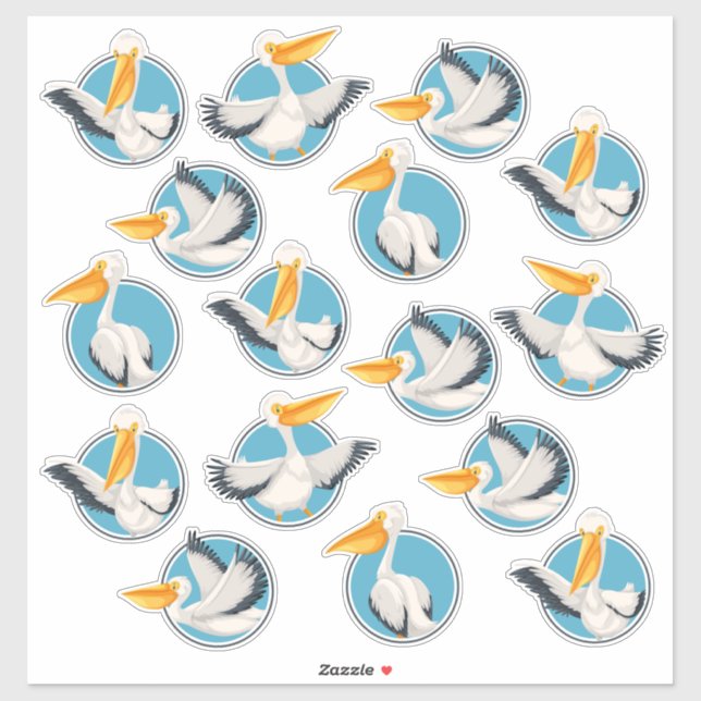 Whimsical Pelicans in Portholes Aufkleber (Blatt)