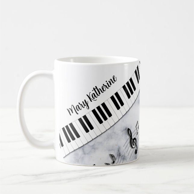 Whimsical Personalisiert Piano Keys Schwarz-weiß Kaffeetasse (Links)