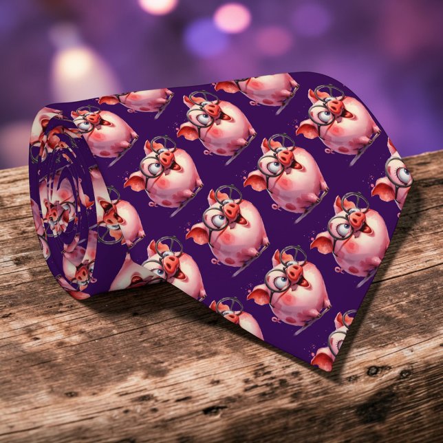 Whimsical Pig Custom Necktie Tie Krawatte (Von Creator hochgeladen)