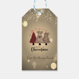 Whimsical Pine Trees Stars Confetti Geschenkanhänger