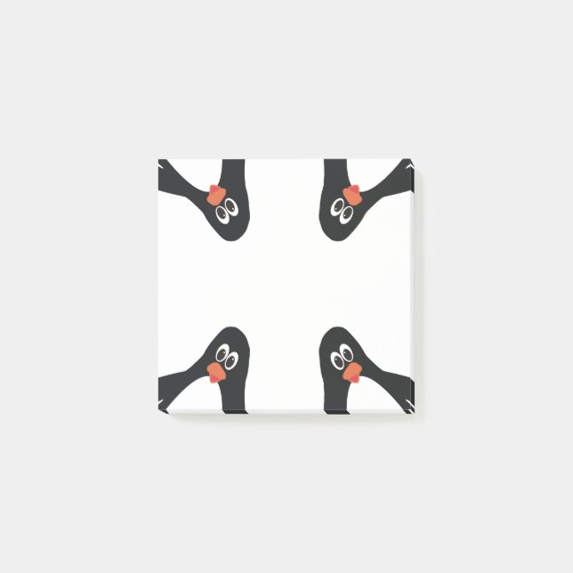 Whimsical Pinguine in den Ecken Noten Post-it Klebezettel (Vorderseite)