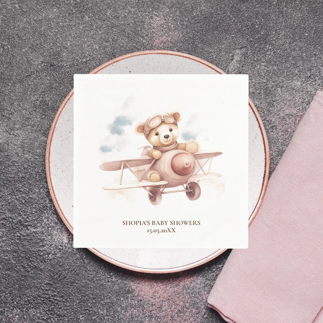 Whimsical Pink Airplane Adventure Baby Dusche Serviette (Von Creator hochgeladen)