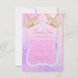 Whimsical Pink and Gold Baby Dusche Dankeskarte