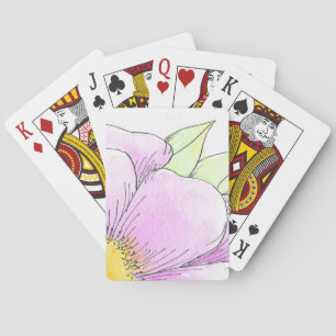 Whimsical Pink Aquarellblume Spielkarten