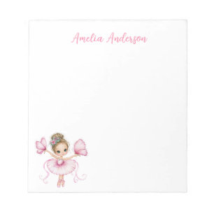Whimsical Pink Ballerina Mädchen Notizblock
