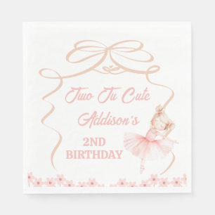 Whimsical Pink Ballerina Two Tu Niedlich 2. Geburt Serviette