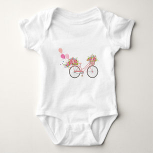 Whimsical Pink Bicycle Baby Strampler