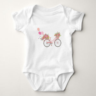 Whimsical Pink Bicycle Baby Strampler