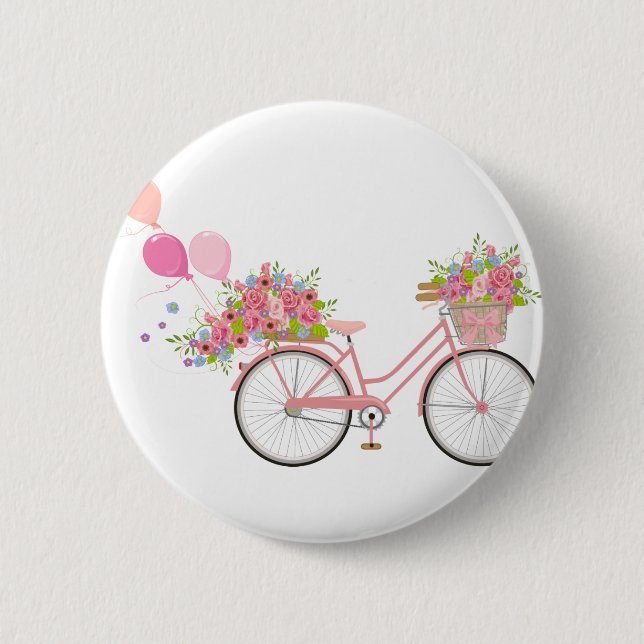 Whimsical Pink Bicycle Button (Vorderseite)
