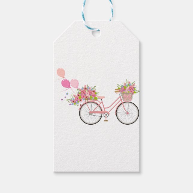 Whimsical Pink Bicycle Geschenkanhänger (Vorderseite)