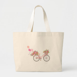 Whimsical Pink Bicycle Jumbo Stoffbeutel