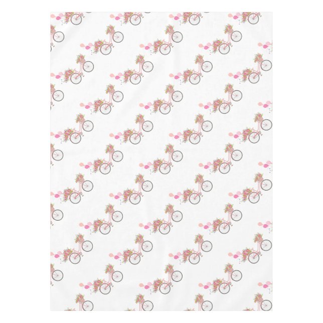 Whimsical Pink Bicycle Tischdecke (Vorderseite)