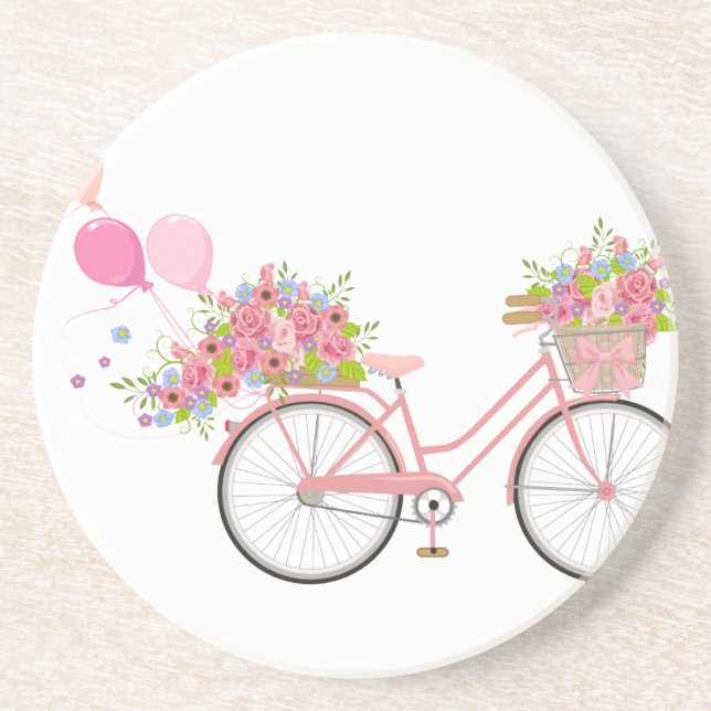 Whimsical Pink Bicycle Untersetzer (Vorne)