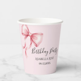 Whimsical Pink Bow Birthday Party Pappbecher