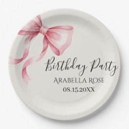 Whimsical Pink Bow Birthday Party Pappteller